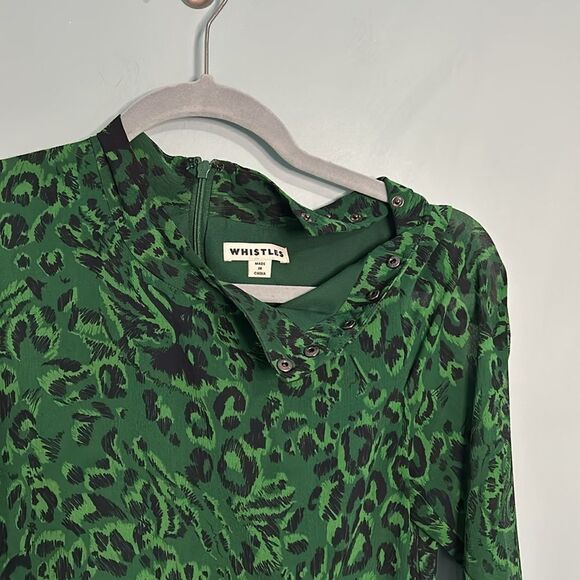 Green/Multi Jungle Cat Pleated Dress | WHISTLES - Picture 5 of 10